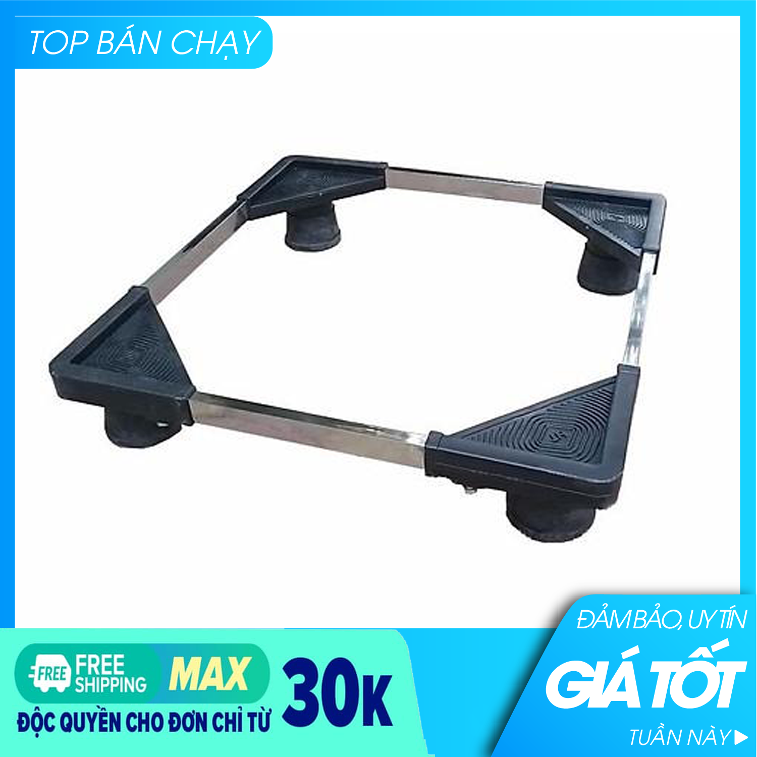 Chân kê tủ lạnh - Chân kê máy giặt - Chân đế tủ lạnh 250 - 450 lít, chân kê máy giặt 8-18kg, Chân kê máy giặt tủ lạnh đa năng - Chất liệu Inox, chắc chắn, có thể thu gọn kéo dài- dễ dàng sử dụng