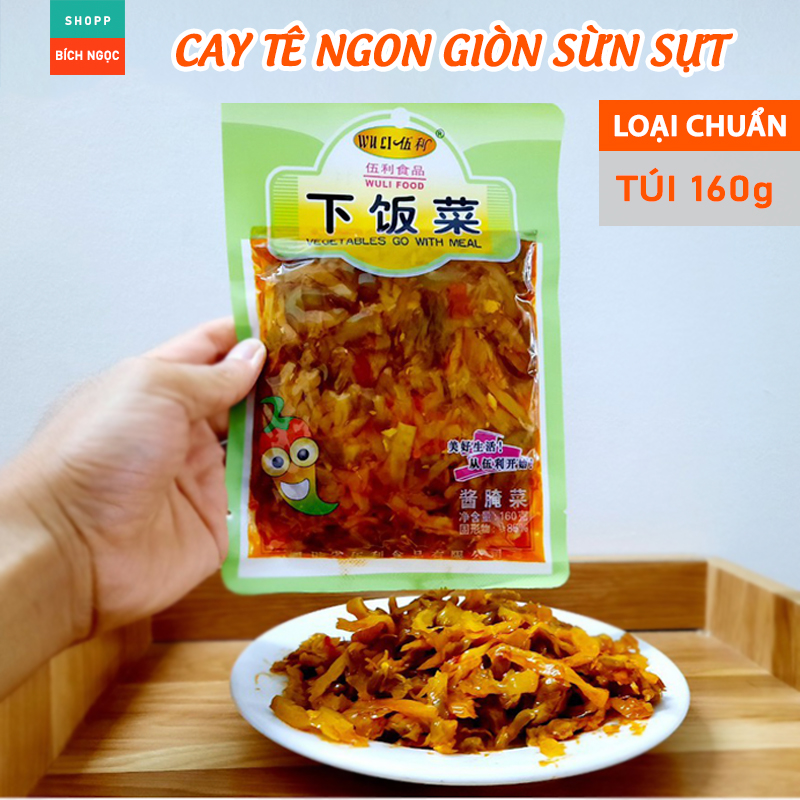 Củ cải muối giòn Tứ Xuyên, rau cải muối kim chi cay tê, giòn sừn sựt – túi 160g