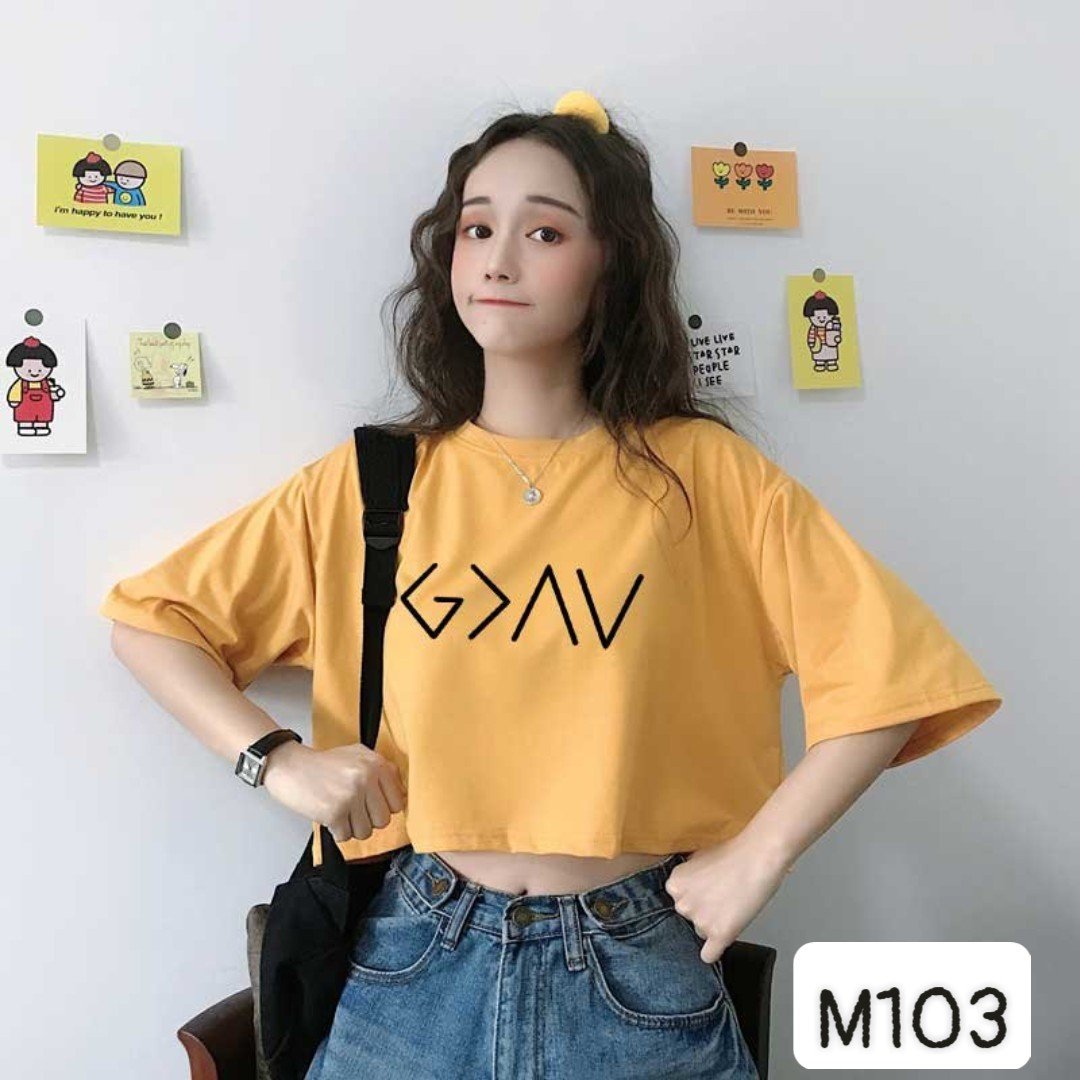 Áo Thun Nữ Croptop - Áo phông nữ croptop form rộng 5 màu thời trang M103