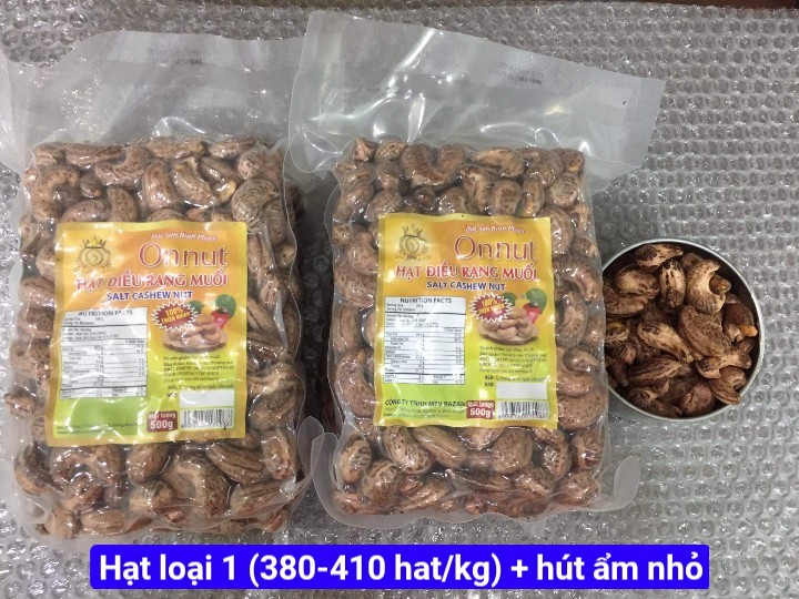 Combo 02 túi (1kg) hạt điều rang muối hút chân không Bình Phước loại A+ (380-420 hạt/kg) (500gr/ túi)