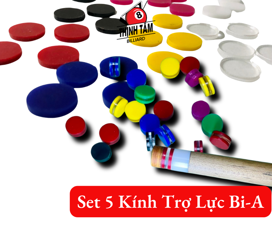 Set 5 kính trợ lực đầu cơ bida - đầu tẩy bi-a bảo vệ phíp bida chọn màu