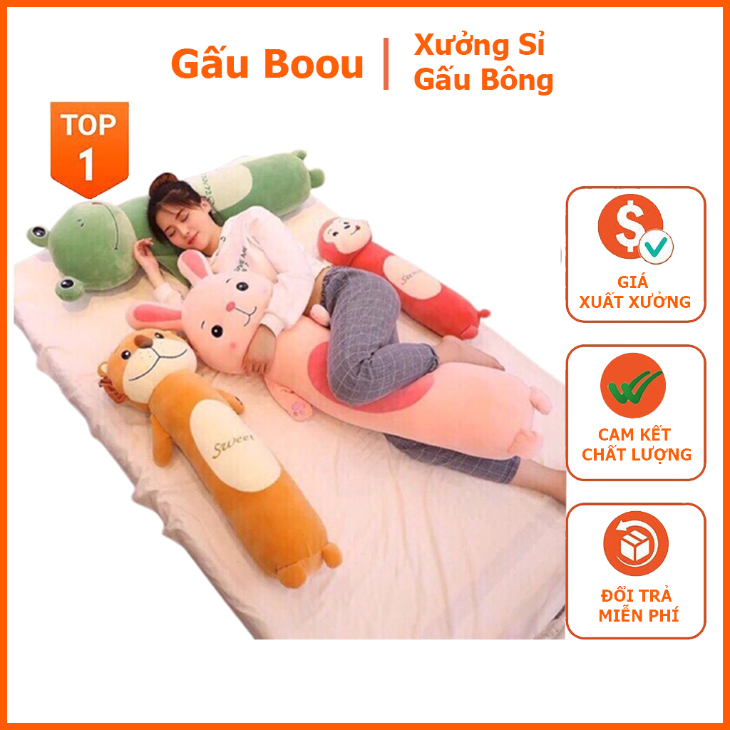 _ gối ôm hình thú gối tựa lưng ếch thỏ khỉ cho bé siêu mịn co dãn 4 chiều cực êm siêu đáng yêu 50cm - 95 cm, gối ôm chất lượng cao, gấu ôm cute cao cấp, gấu ôm cho bé - gấu boou
