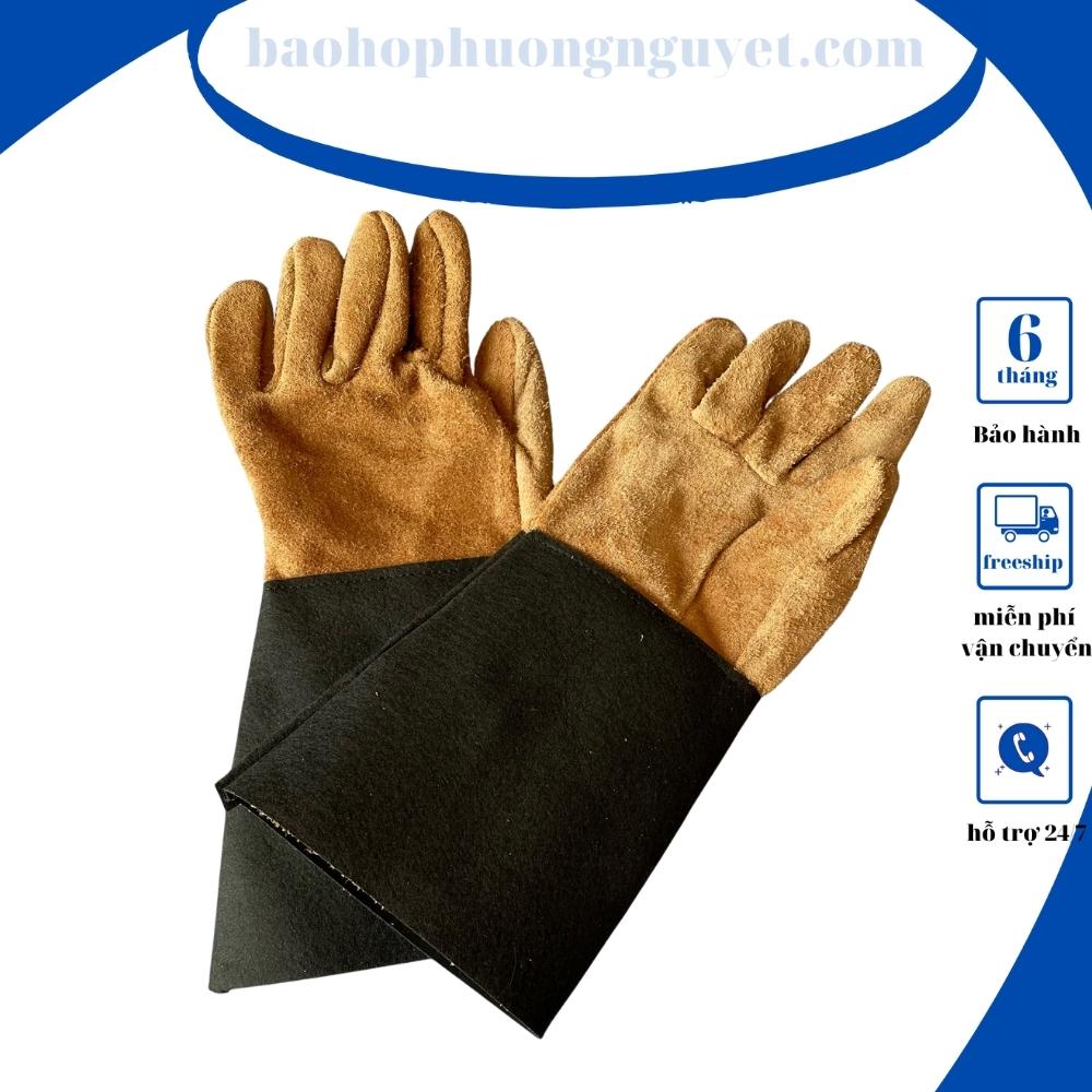 Găng tay hàn, Bao tay hàn da bò, chống cháy, chịu nhiệt/tia lửa văng bắn, lớp lót chống hầm bí
