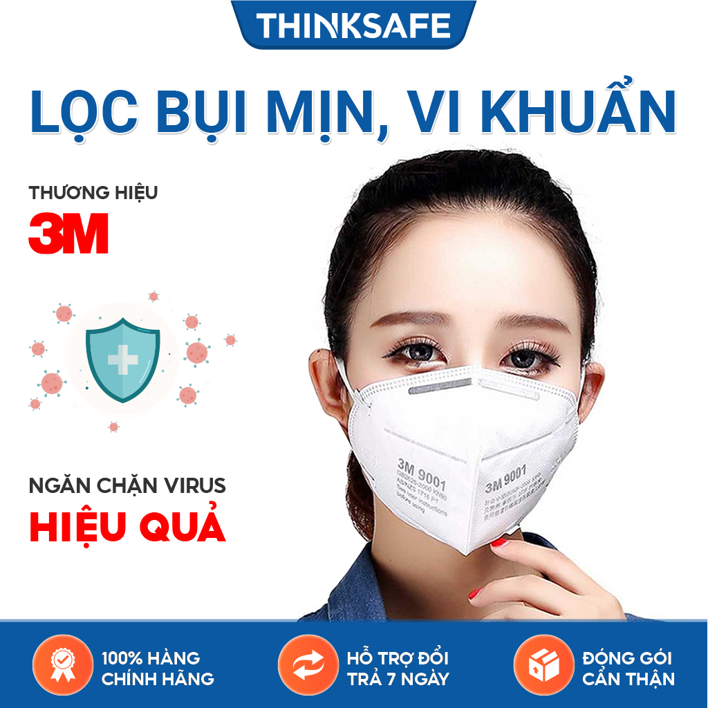 Khẩu trang 3m 9001 - Khẩu trang 3d mask chống bụi, phòng độc, Khẩu trang phòng dịch chính hãng - Thinksafe chính hãng