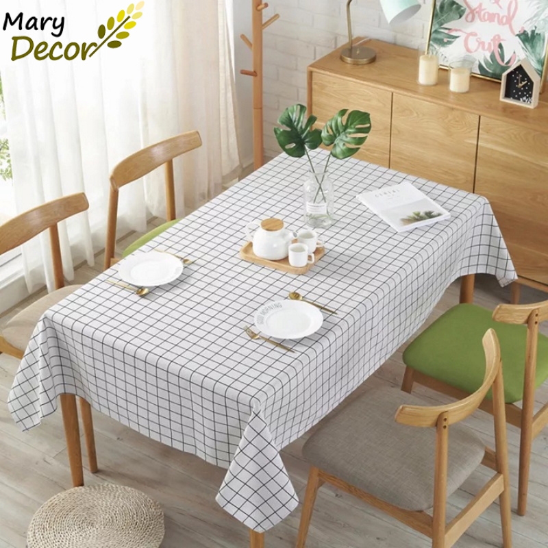 Khăn trải bàn caro cực đẹp cực rẻ - họa tiết Caro trắng - KB-A04