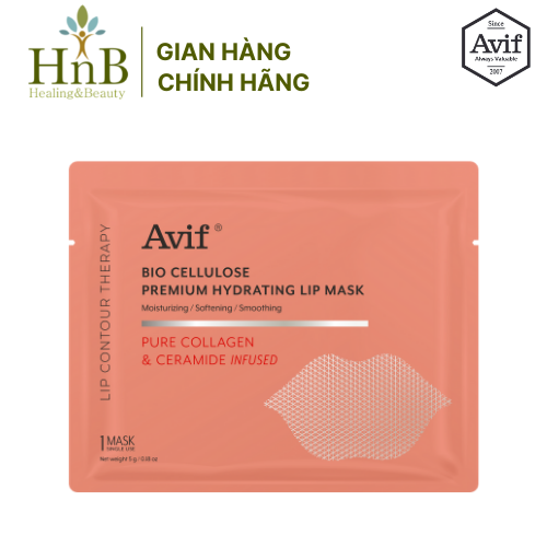 Mặt Nạ Cấp Ẩm Làm Mềm Môi Avif Bio Cellulose Hydrating Lip Mask Pure Collagen & Ceramide Infused