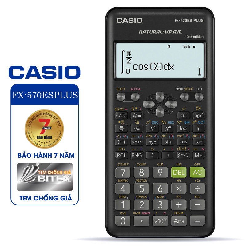 Máy tính CASIO FX-570ES PLUS - Chính hãng Bitex, Bảo hành 7 năm