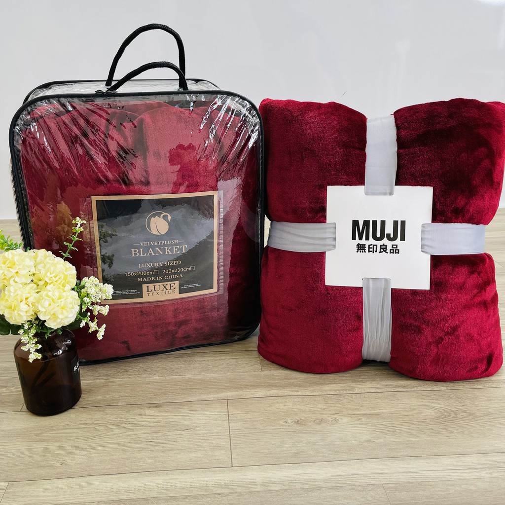 Chăn lông tuyết Muji 2 lớp siêu mềm mịn kích thước 2m x 2m3