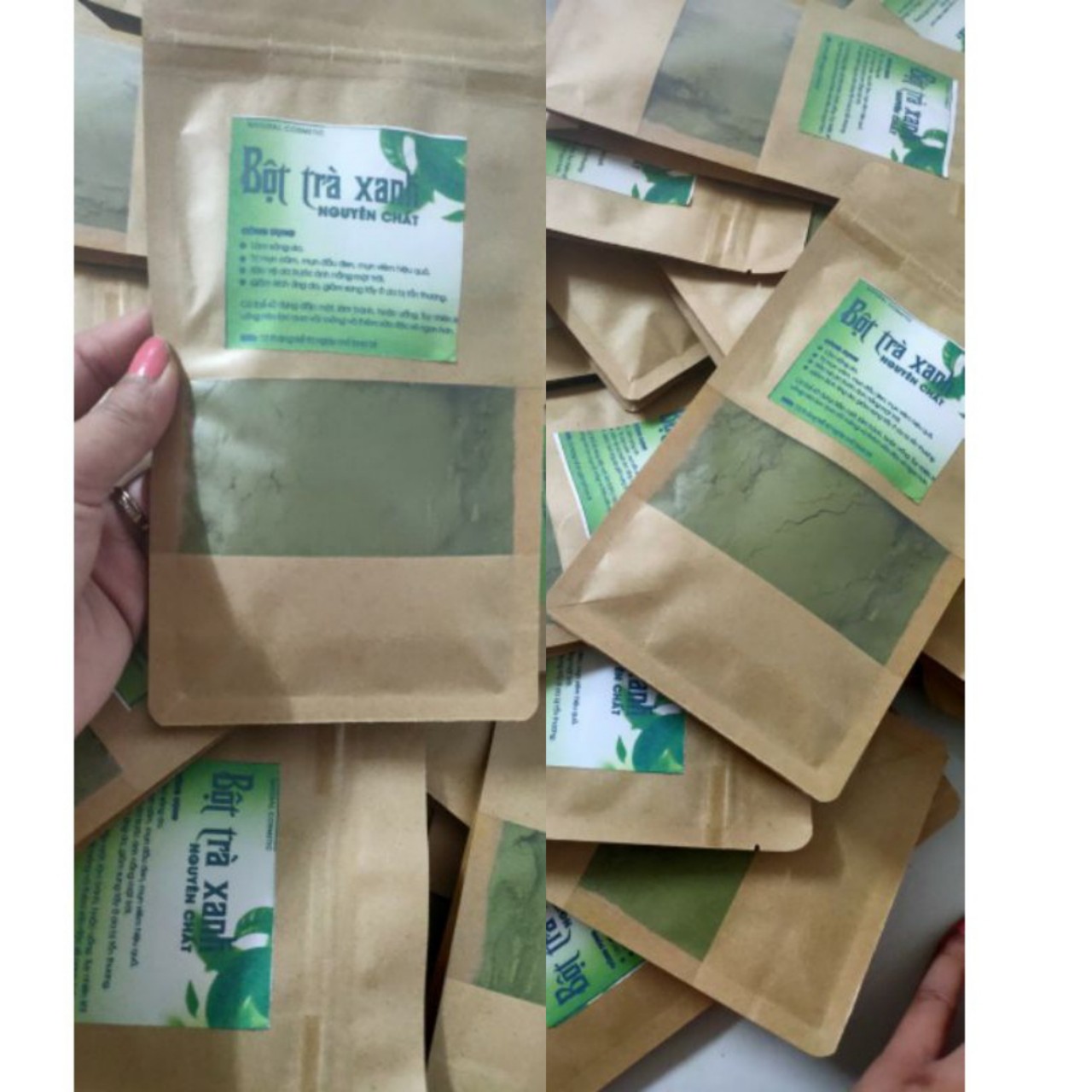 Bột trà xanh nguyên chất Thái Nguyên 100% gói 100gr