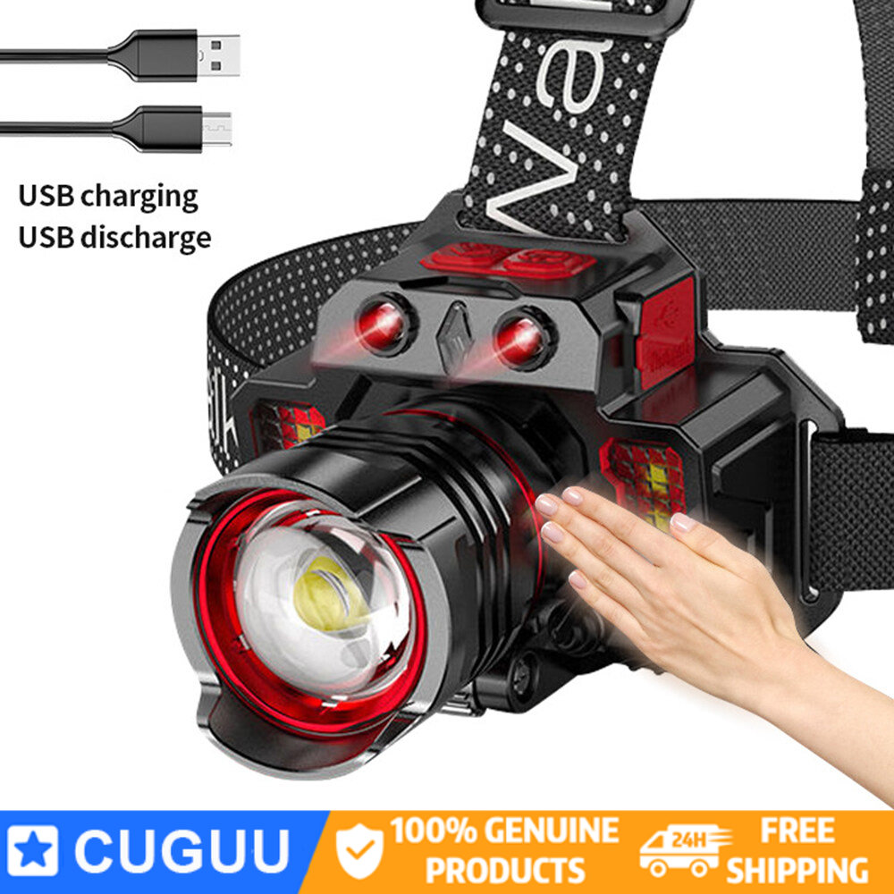 CUGUU Đèn Pha Mạnh 5 Led Tích Hợp Pin Sạc Lại USB Đèn Pin Đội Đầu Siêu