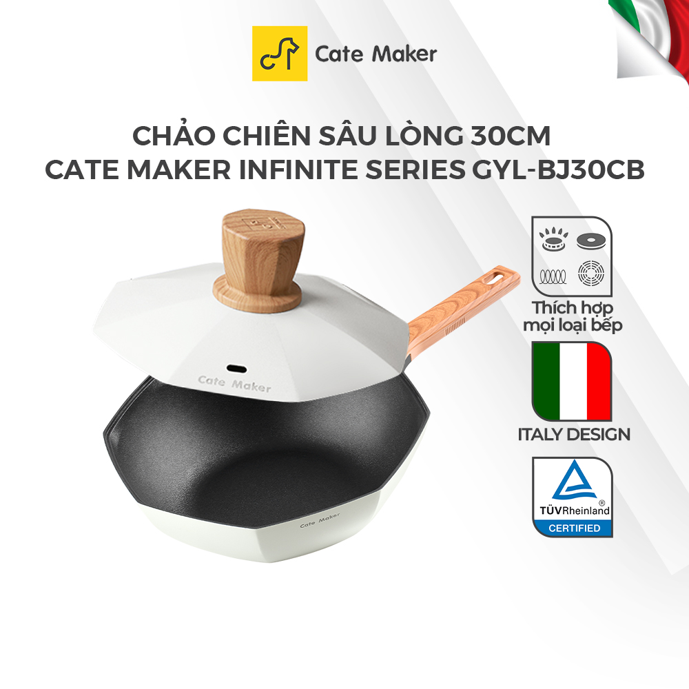 Chảo chống dính bát giác cate maker infinite series gyl-bj30cb size 30, thiết kế thông minh, dùng cho mọi loại bếp