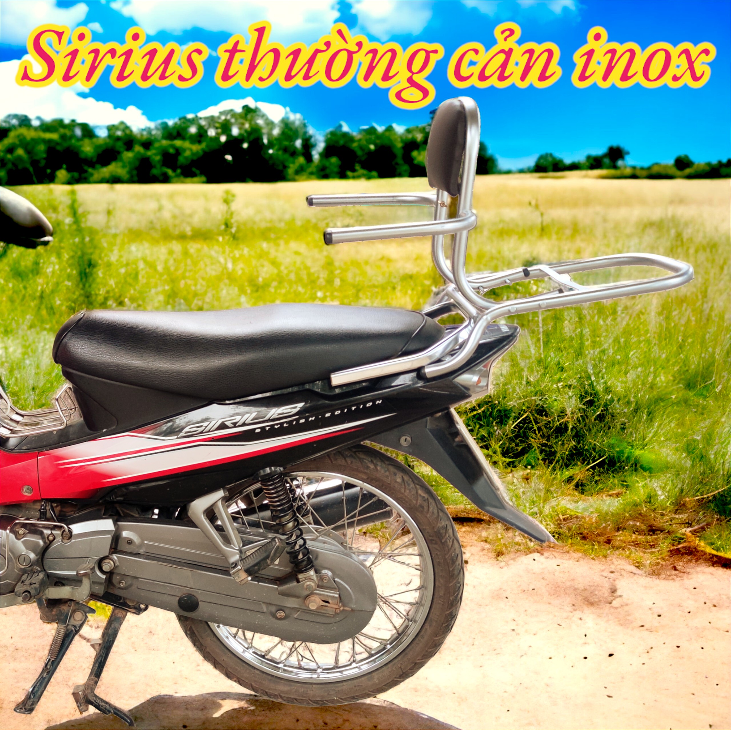 Baga phượt xe máy có ghế dựa sirus thường cản inox