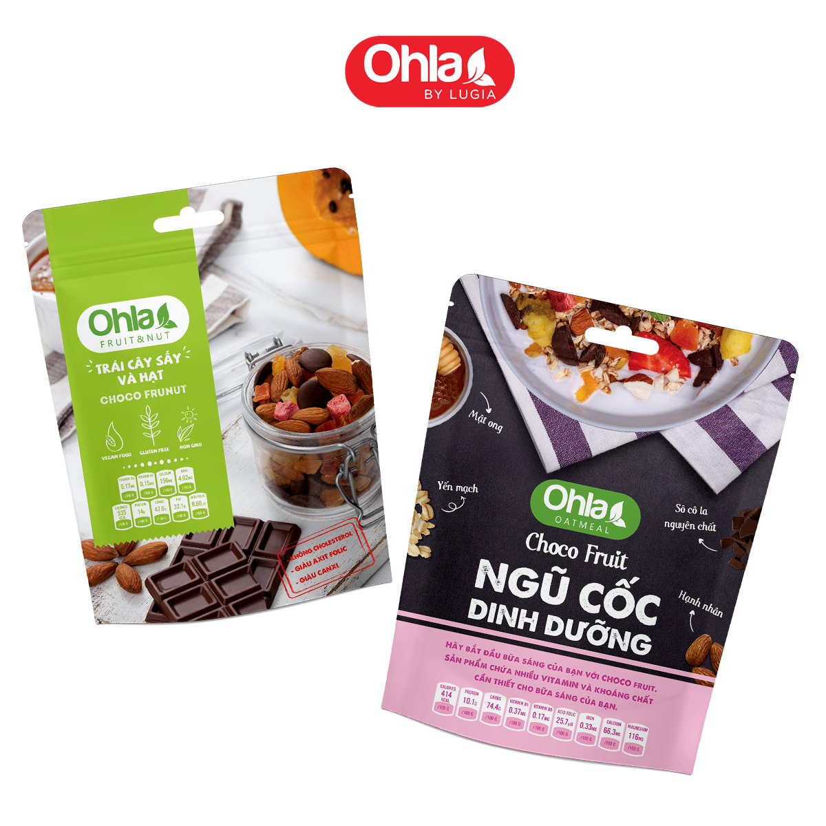 Combo bộ đôi năng lượng choco (1 ncdd choco fruit 180gr và 1 trái cây sấy mix hạt choco frunut 100gr)
