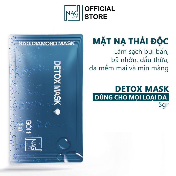 Mặt nạ đất sét dưỡng da sủi bọt thải độc Detox Mask NAG giúp làm sạch da mặt loại bỏ kim loại bụi bẩn bã nhờn dầu thừa lớp trang điểm trên da
