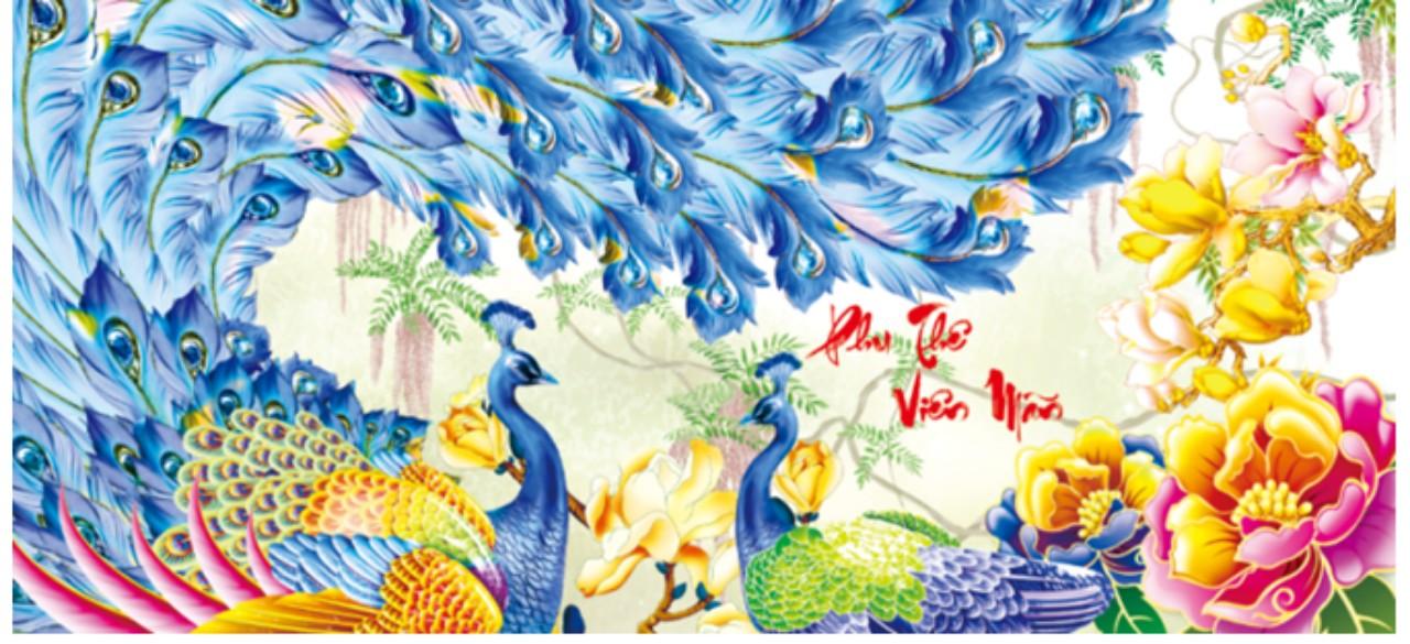 [HCM]Tranh thêu chữ thập phu thê viên mãn  ( chưa thêu)-X8143