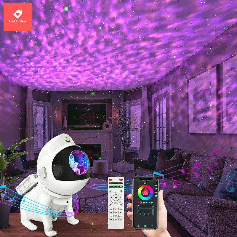 Đèn chiếu sao thiên hà chú chó phi hành gia kèm loa - đèn space dog - smart music star light kèm remote - đèn ngủ bầu trời chú chó không gian, loa nghe nhạc bluetooth kèm đèn bay phòng thiên hà, đèn bay phòng thiên hà- lindu shop