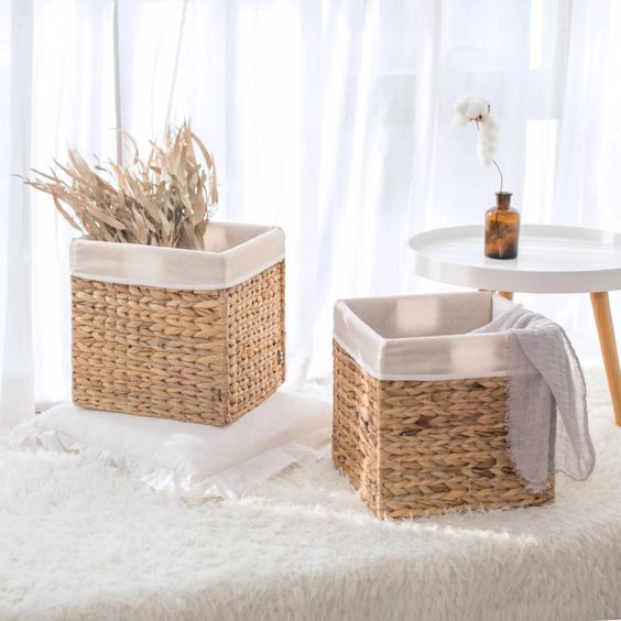 Khay lục bình vuông, đựng đồ đa năng, giỏ decor & trang trí nhà cửa, hộp đựng kệ tủ