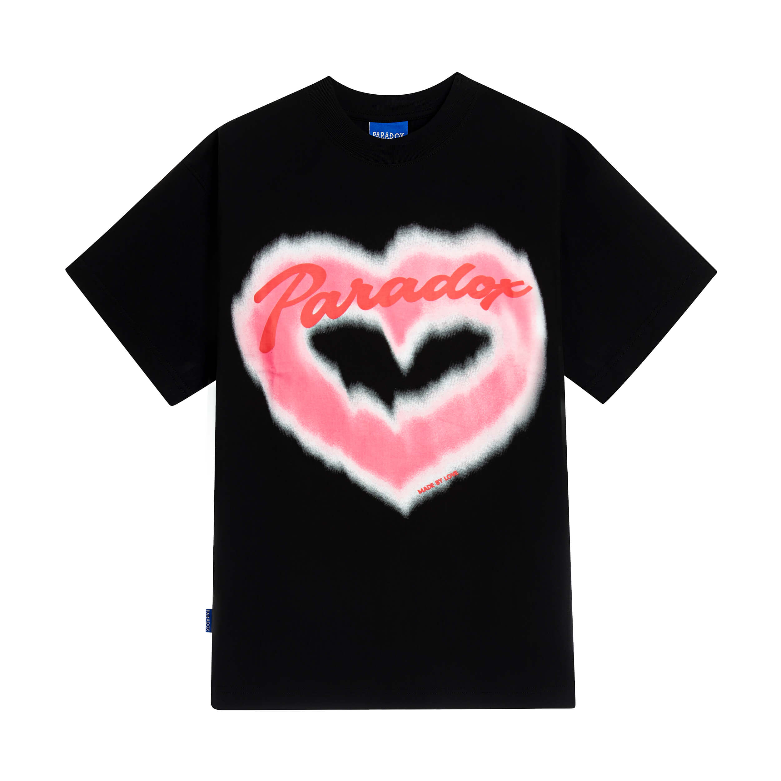 Áo thun form rộng paradox tay lỡ - unisex - in hình - pinky heart - đen, trắng