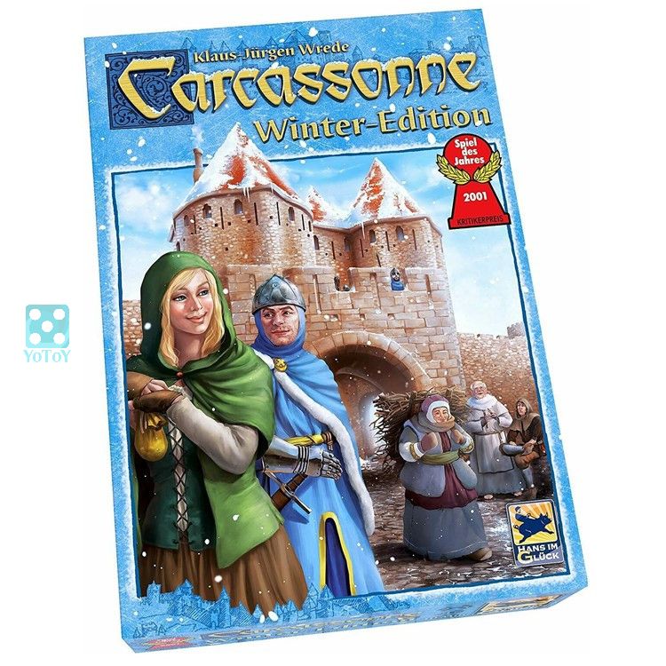 Carcassonne winter boardgame - Trò chơi mảnh ghép xây dựng vùng đất trù phú mùa đông bản tiếng Anh chất lượng