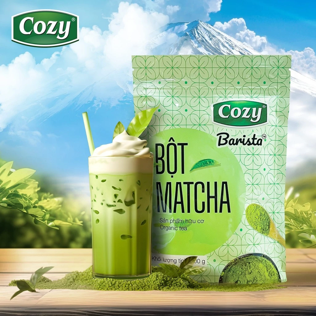 Bột MATCHA COZY 200 gram nguyên chất, bột matcha ogannic thơm ngậy dùng trong pha chế làm bánh và làm đẹp