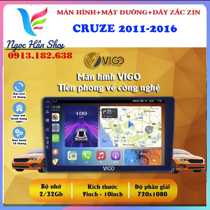 [Trả góp 0%][Hỗ trợ lắp đặt Hà Nội] Bộ màn hình VIGO lắp sim Android 10. cho xe CHEVROLET CRUZE 2008-2013  với android 10. cấu hình RAM 2G ROM 32G   XEM BÓNG  THỜI SỰ  XEM BẢN ĐỒ NGHE NHẠC  đang thịnh hành nhất hiện nay.