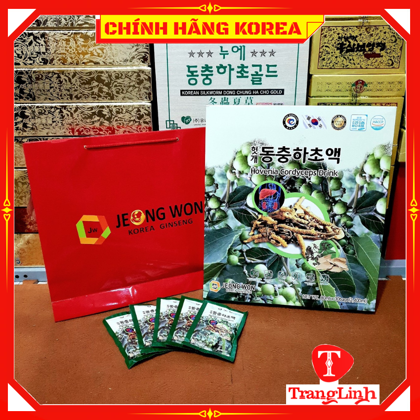 Nước bổ gan, Đông trùng hạ thảo hàn quốc Jeong Won, hộp 30 gói x 80ml - Tăng đề kháng, Giải độc gan, Thanh lọc cơ thể, tranglinh