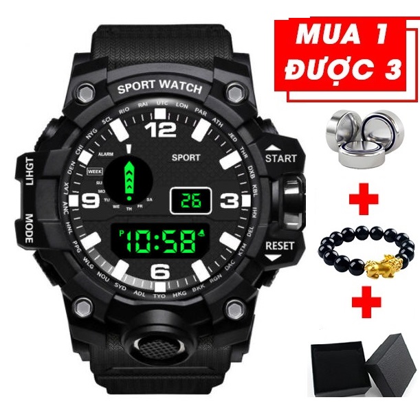 Đồng hồ điện tử nam Sport dáng thể thao chạy màn hinh điện tử đa chức năng siêu chống nước