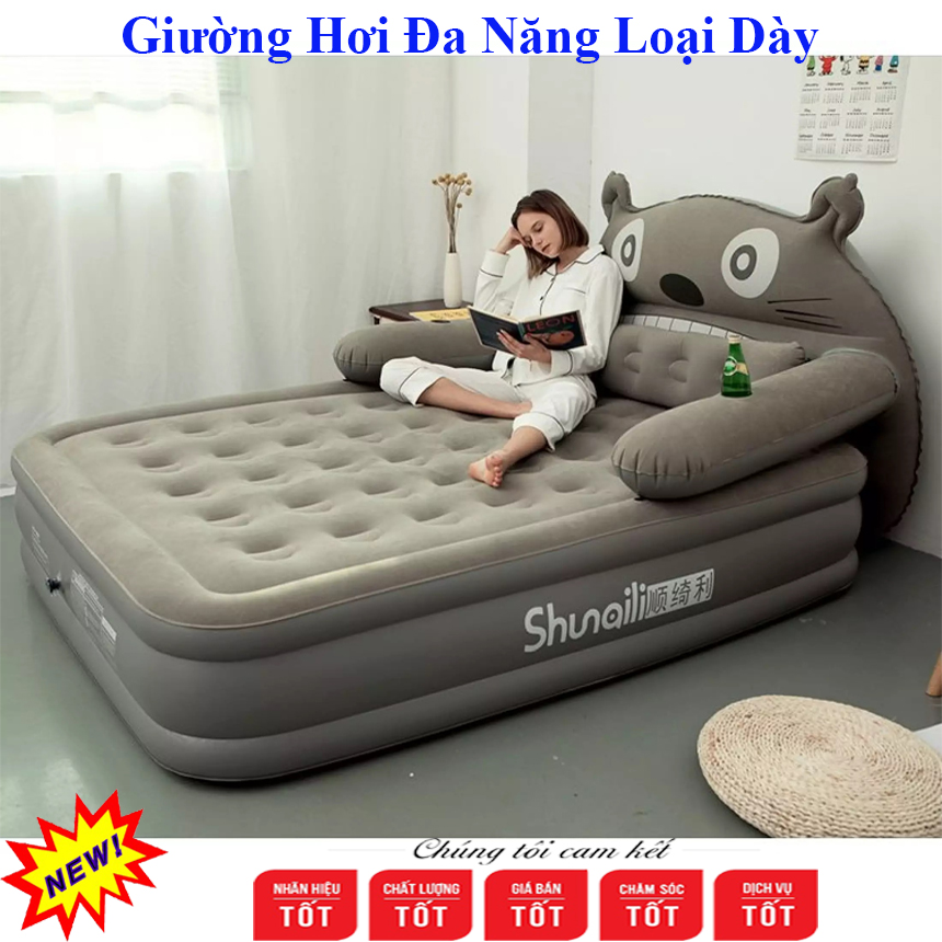 GIƯỜNG HƠI MẪU MỚI 2021 (Tặng kèm bơm điện và phụ kiện), Giường Hơi Đa Năng Loại Dày , Giường Hơi Cao Cấp, Giường Hơi Hình Thú, Siêu Bền, Đẹp, Tiện Dụng, Thiết Kế Thông Minh , Êm Ái, Dễ Chịu ,BH 1 đổi 1 trong 12 Tháng
