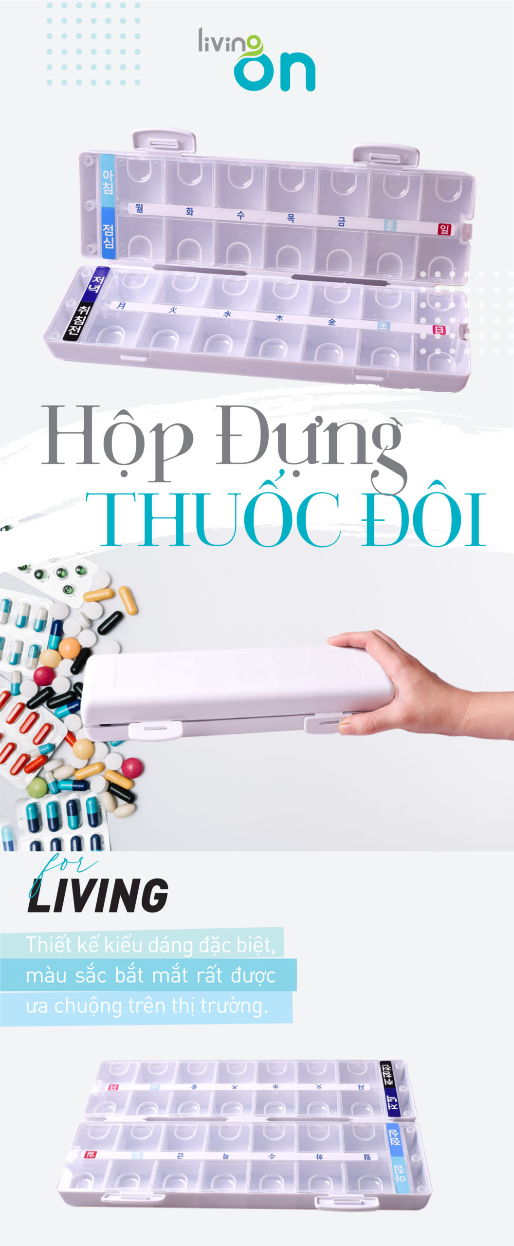 Hộp thuốc nhiều ngăn tiện dụng - Hộp thuốc đơn, thuốc đôi