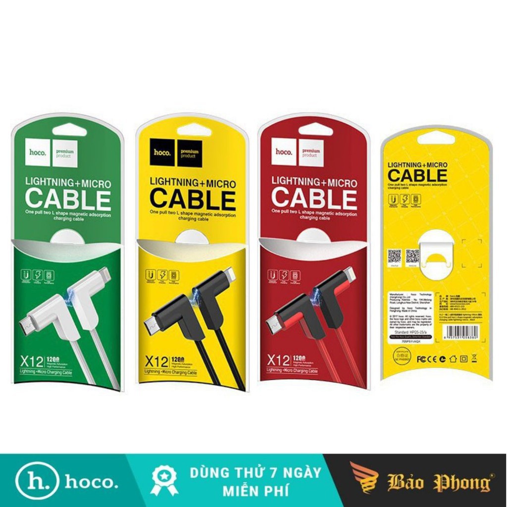 Cáp sạc 2 in 1 hoco x12