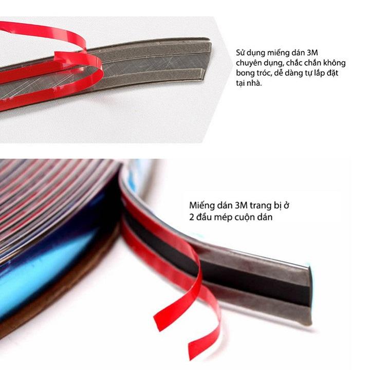 [Bản rộng 1cm] Nẹp chân viền kính ô tô mạ crom bản rộng 10mm