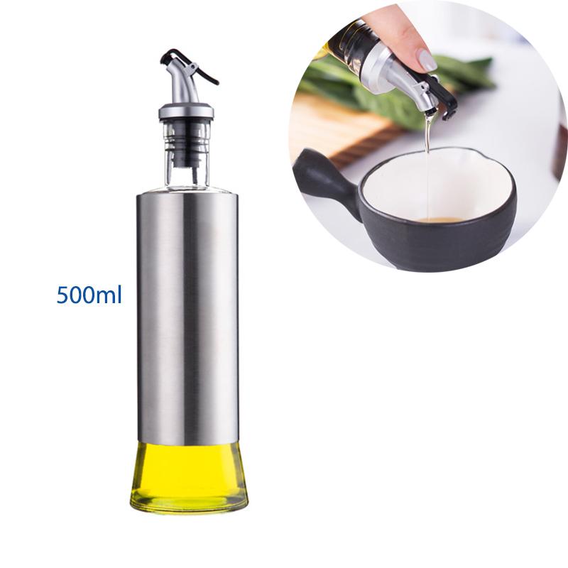 Lọ đựng nước mắm, dấm, dầu ăn và gia vị khác 500ml bằng thủy tinh bọc inox 304