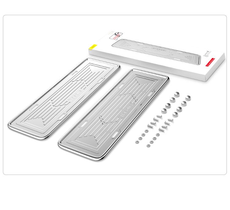 Bộ 2 khung thép không gỉ bảo bệ giữ biển số xe bao gồm phụ kiện theo kèm - Phân phối bởi Vietstore