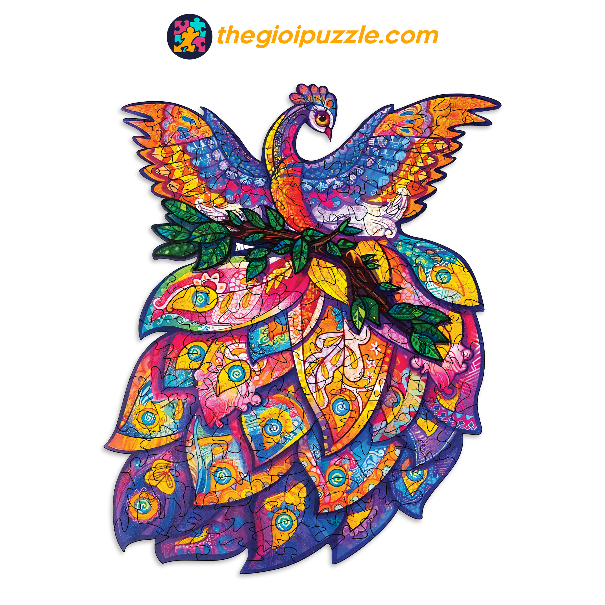 Bộ xếp hình gỗ đồ chơi puzzle ghép hình con vật độc đáo - Con Công- TGP012