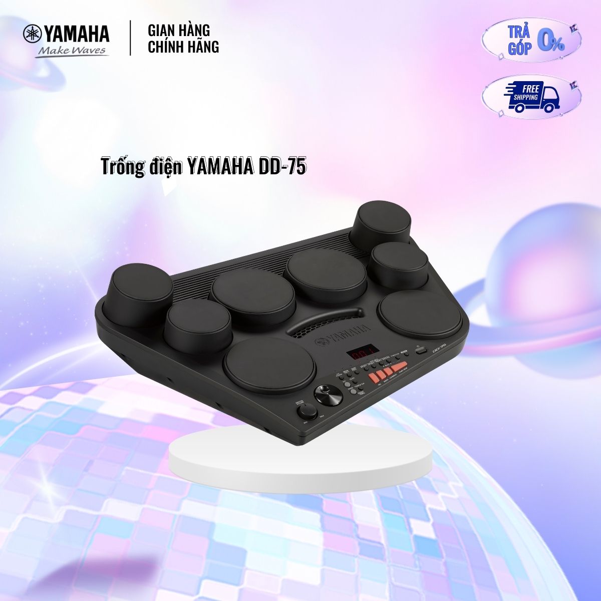 [Trả góp 0%] Trống điện tử YAMAHA DD-75 đa năng tích hợp nhiều âm thanh bộ gõ, thiết kế nhỏ gọn với 8 mặt trống cảm ứng và 2 pedal  - Bảo hành chính hãng 12 tháng