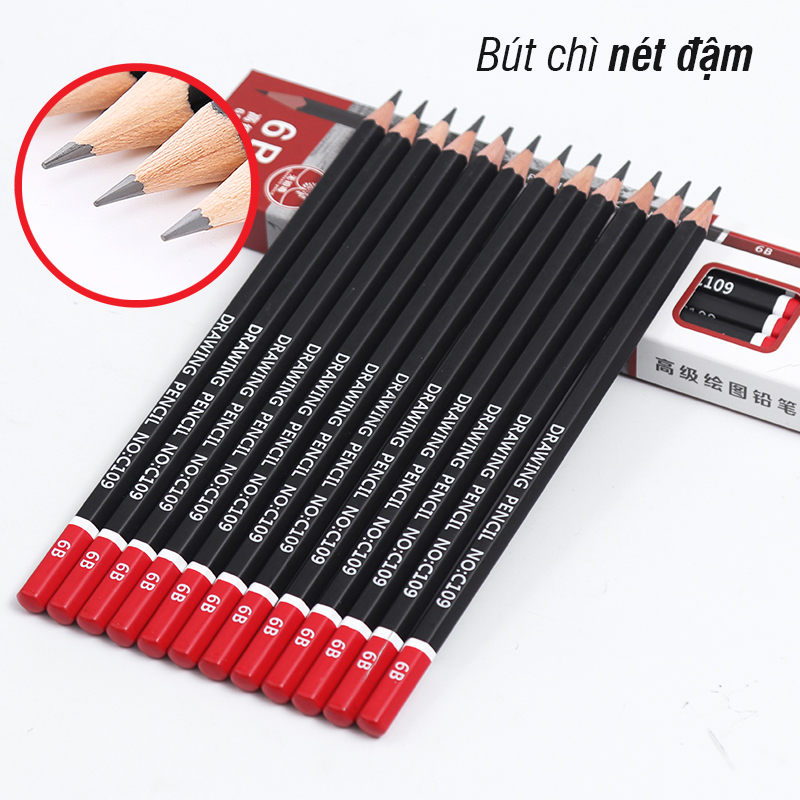 Hộp Bút chì 2B Deli 10c Thân lục giác dễ viết - Nét chỉ đậm, rõ nét- Thân gỗ an toàn