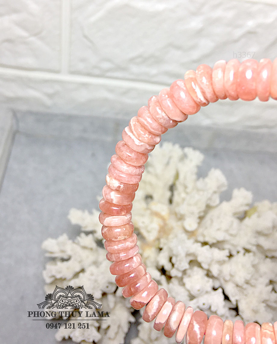 VÒNG TAY ĐÁ ĐÀO HOA - RHODOCHROSITE DÁNG BÁNH XE - 3367