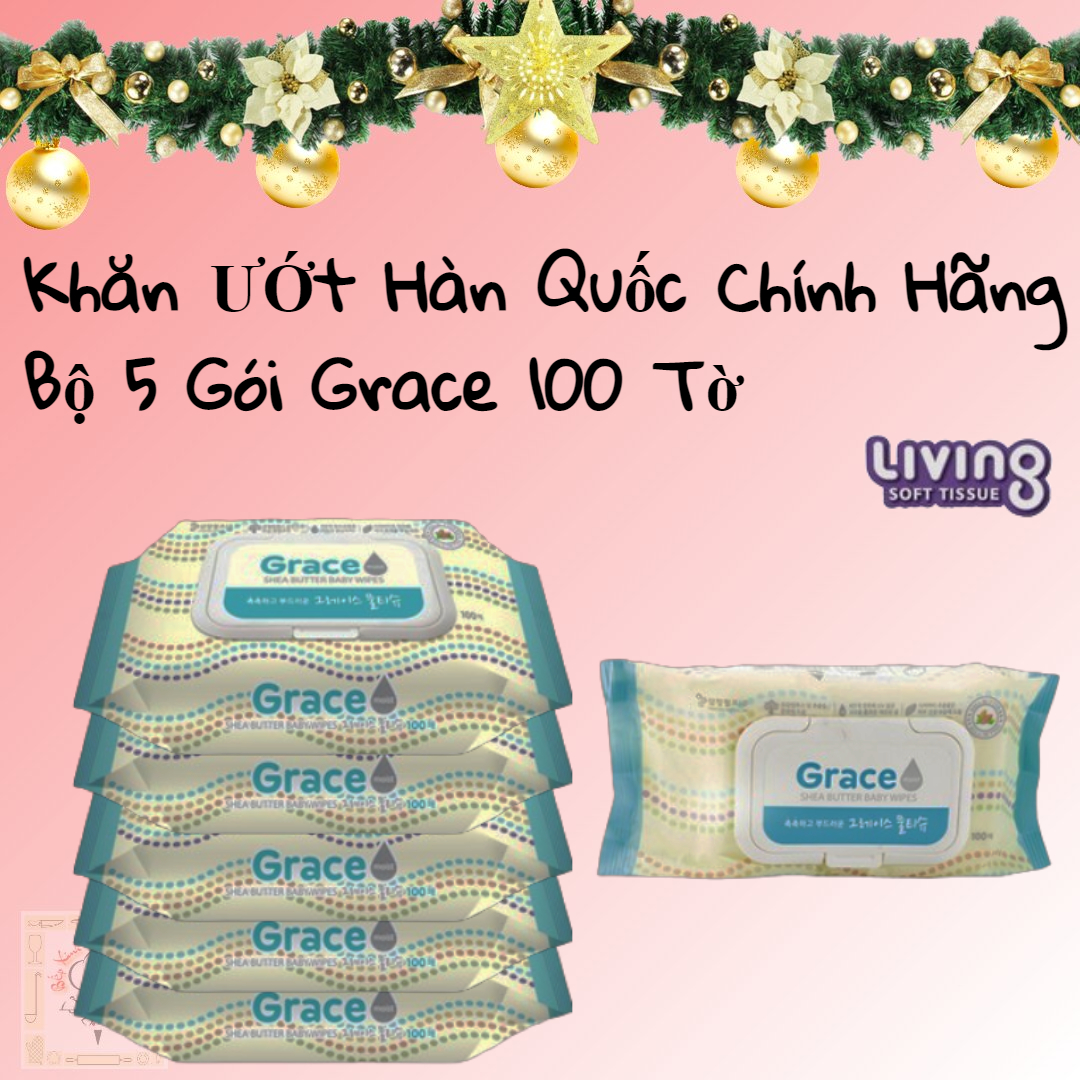 Combo 5 gói khăn ướt hàn quốc living soft tissue grace100 tờ
