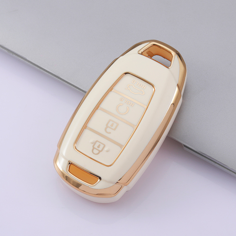 Ốp chìa khoá Hyundai Accent 2021 2023, Elantra 2023, N Line 4 nút bấm ô tô vỏ bọc smartkey bằng nhựa Tpu mạ vàng