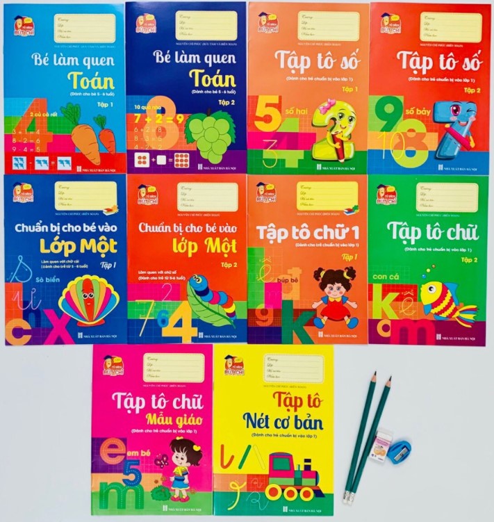 Combo 8 Quyển Hành Trang Cho Bé Tự Tin Vào Lớp 1 - Vở tập tô tập viết chữ và số cho bé từ 4-6 tuổi