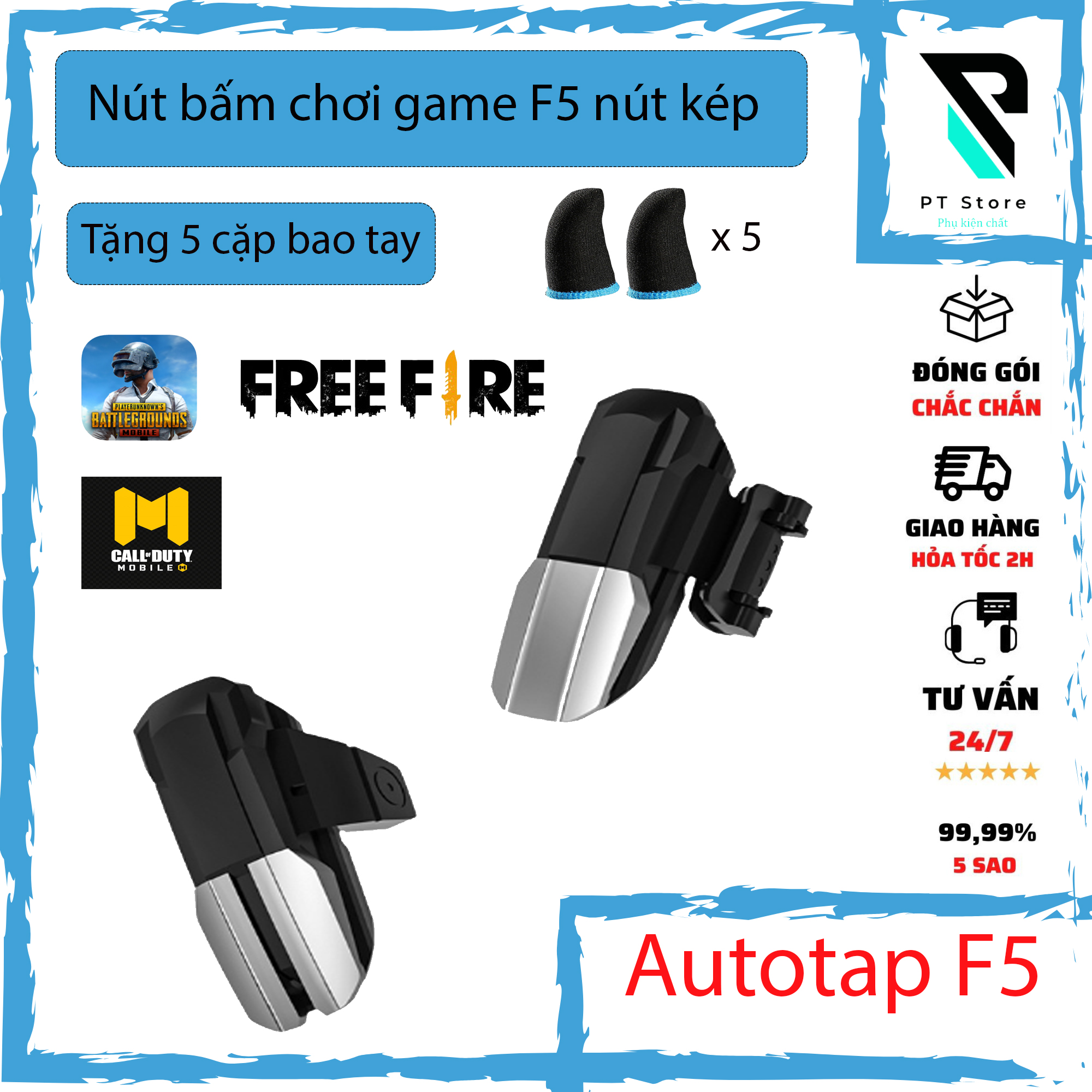 [Thế Hệ Mới ] Nút game Pubg JS99  Freeship  Auto Tap 50/52 nhịp trên giây, tích hợp 2 nút trong 1