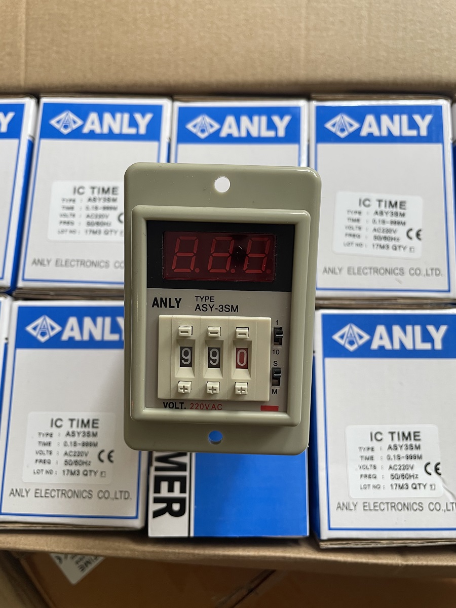 Rơle thời gian anly asy-3sm, asy3sm / 0,1s-999m kèm đế