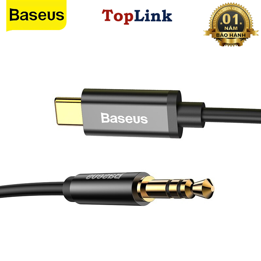 Cáp chuyển đổi âm thanh type c sang jack 3.5 baseus m01 yiven audio type-c male to 3.5 - toplink