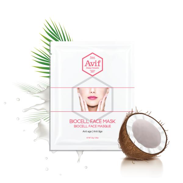 Combo 10 Mặt nạ Avif Biocell dưỡng da giảm lão hóa - Mặt nạ sinh học lên men 100% từ nước dừa tươi thiên nhiên