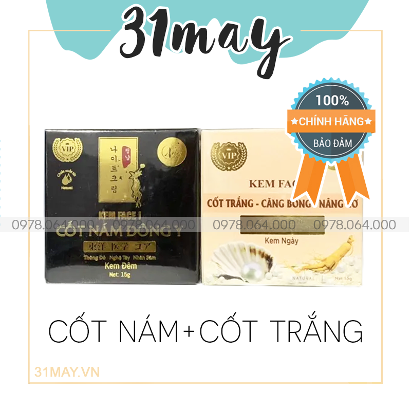 Combo kem face cốt nám đêm + kem face cốt trắng nikos beauty chính hãng 15g