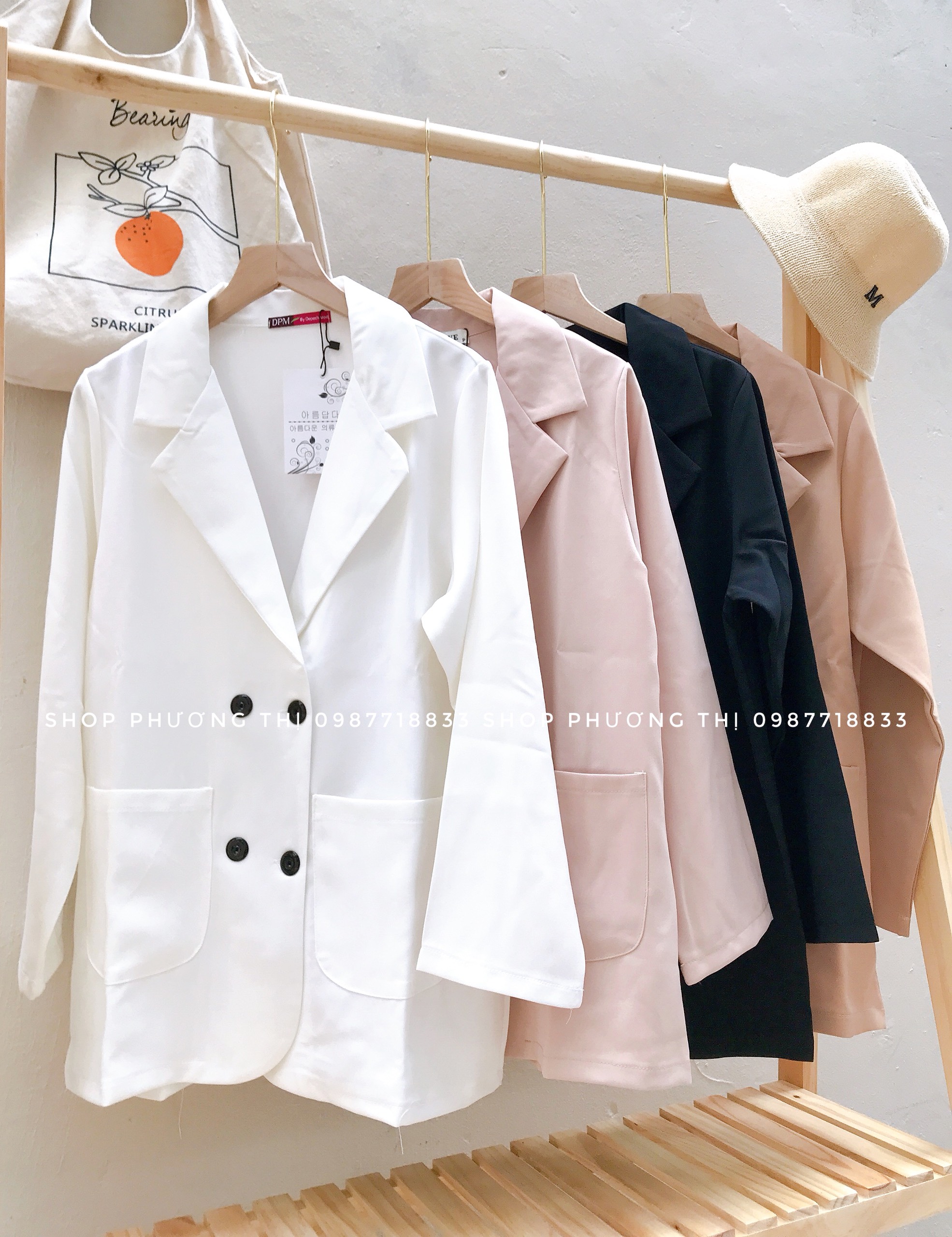 Áo blazer trơn hàn quốc 1 lớp (hình thật shop chụp/sẵn)