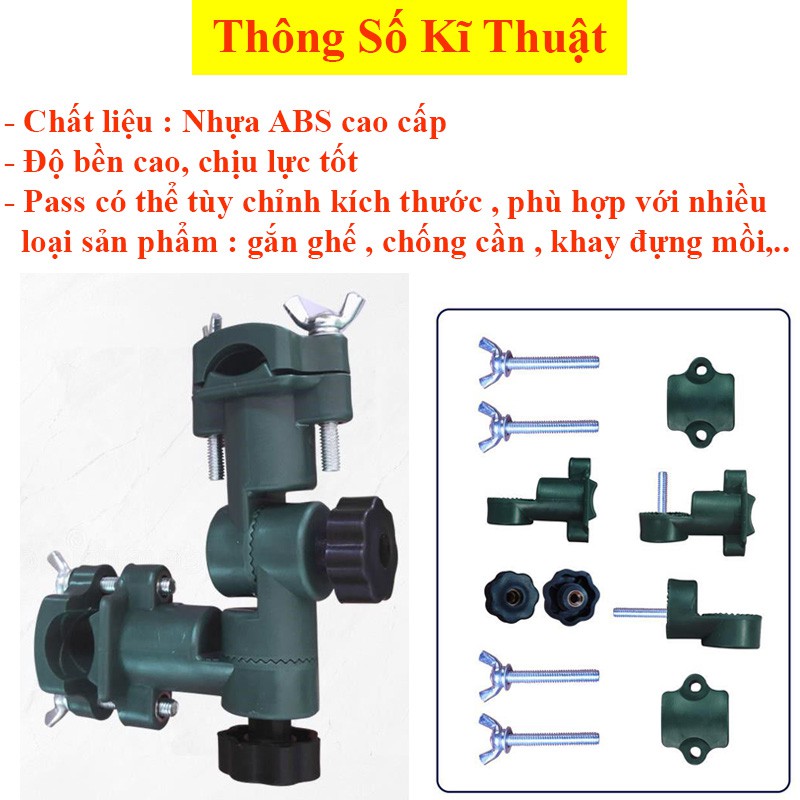 Pass đa năng gắn ghế câu cá , khay đựng mồi, chống cần câu