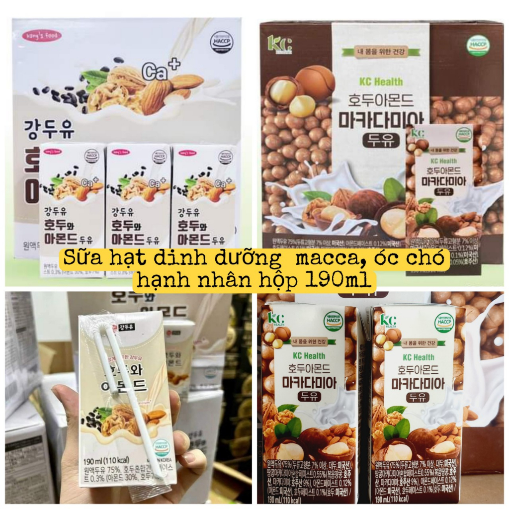 Sữa hạt óc chó hạnh nhân đậu đen Hàn Quốc thương hiệu Kang's Food (xách 16 hộp)