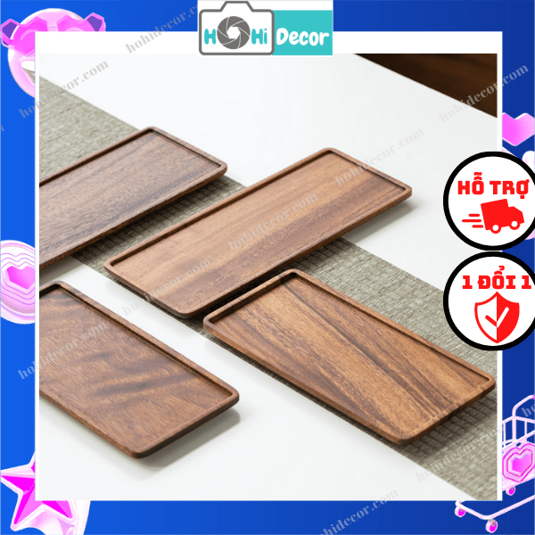 Khay/ dĩa gỗ chữ nhật chụp ảnh đồ ăn - hohi decor