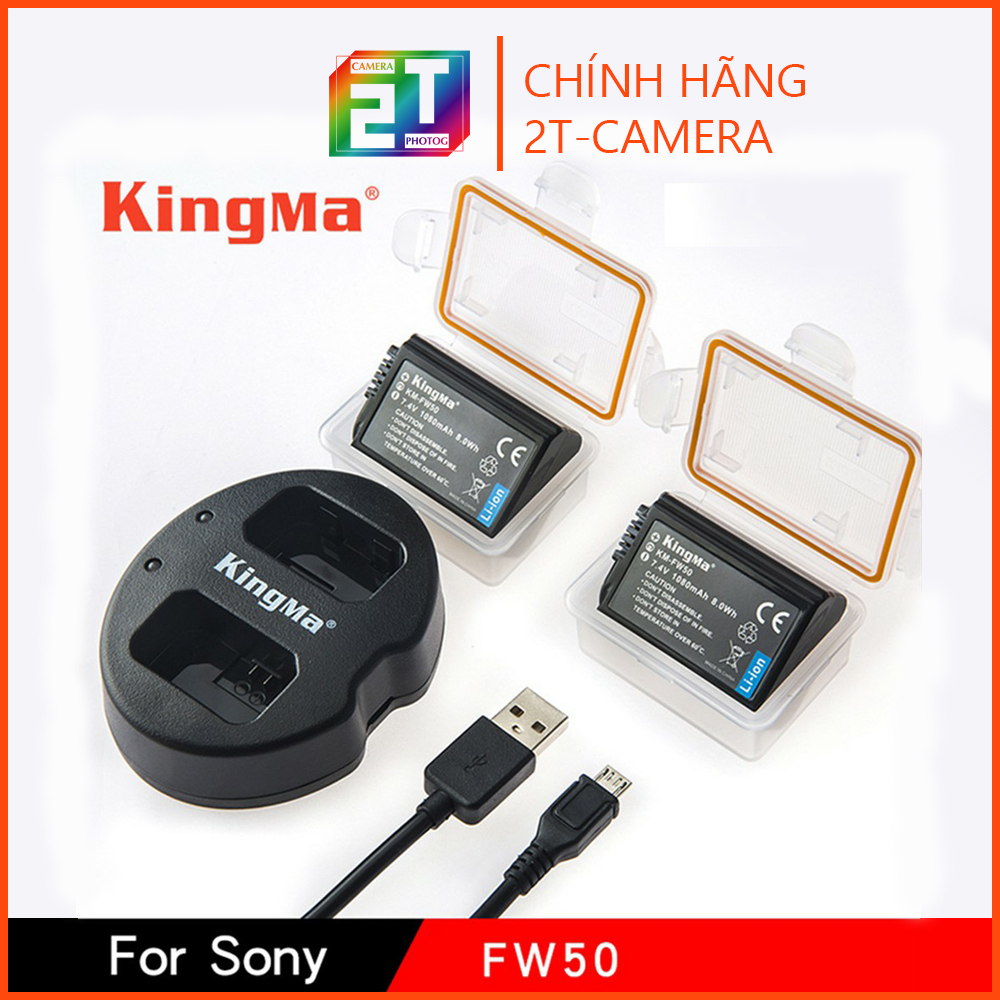 [HCM]Combo 2 pin FW50 và bộ sạc đôi KingMa cho máy ảnh Sony FW50 A6000 A6100 A6300 A6400 A6500 A7 series A5x00 NEX (tặng hộp đựng pin thẻ nhớ) - PHUKIEN2T-B001